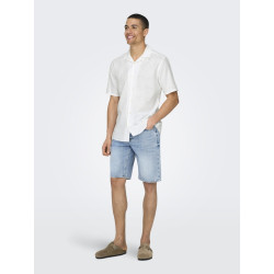 ONLY & SONS Caiden S/S Hør Skjorte - Hvid