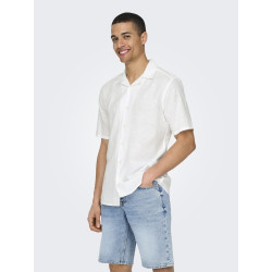 ONLY & SONS Caiden S/S Hør Skjorte - Hvid