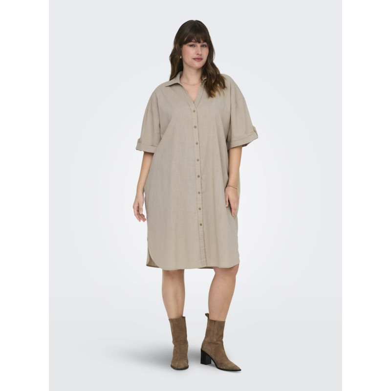 ONLY CARMAKOMA Coco S/S Skjortekjole - Feather Gray ONLY CARMAKOMA Coco S/S Skjortekjole - Feather Gray
