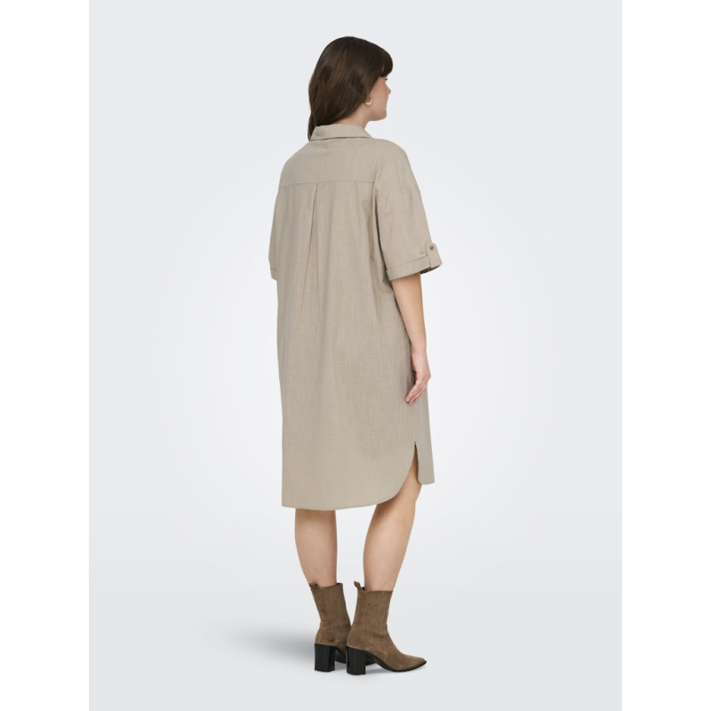 ONLY CARMAKOMA Coco S/S Skjortekjole - Feather Gray ONLY CARMAKOMA Coco S/S Skjortekjole - Feather Gray