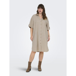 ONLY CARMAKOMA Coco S/S Skjortekjole - Feather Gray ONLY CARMAKOMA Coco S/S Skjortekjole - Feather Gray