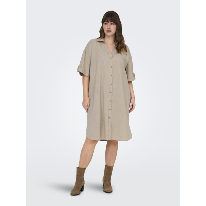 ONLY CARMAKOMA Coco S/S Skjortekjole - Feather Gray ONLY CARMAKOMA Coco S/S Skjortekjole - Feather Gray