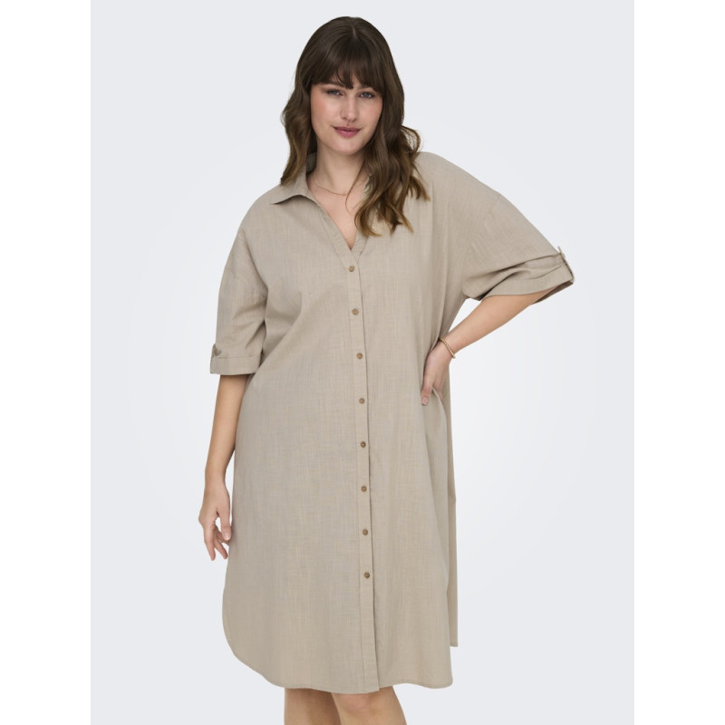 ONLY CARMAKOMA Coco S/S Skjortekjole - Feather Gray ONLY CARMAKOMA Coco S/S Skjortekjole - Feather Gray