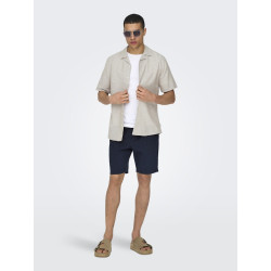 ONLY & SONS Caiden S/S Hør Skjorte - Chinchilla