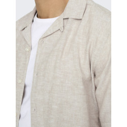 ONLY & SONS Caiden S/S Hør Skjorte - Chinchilla