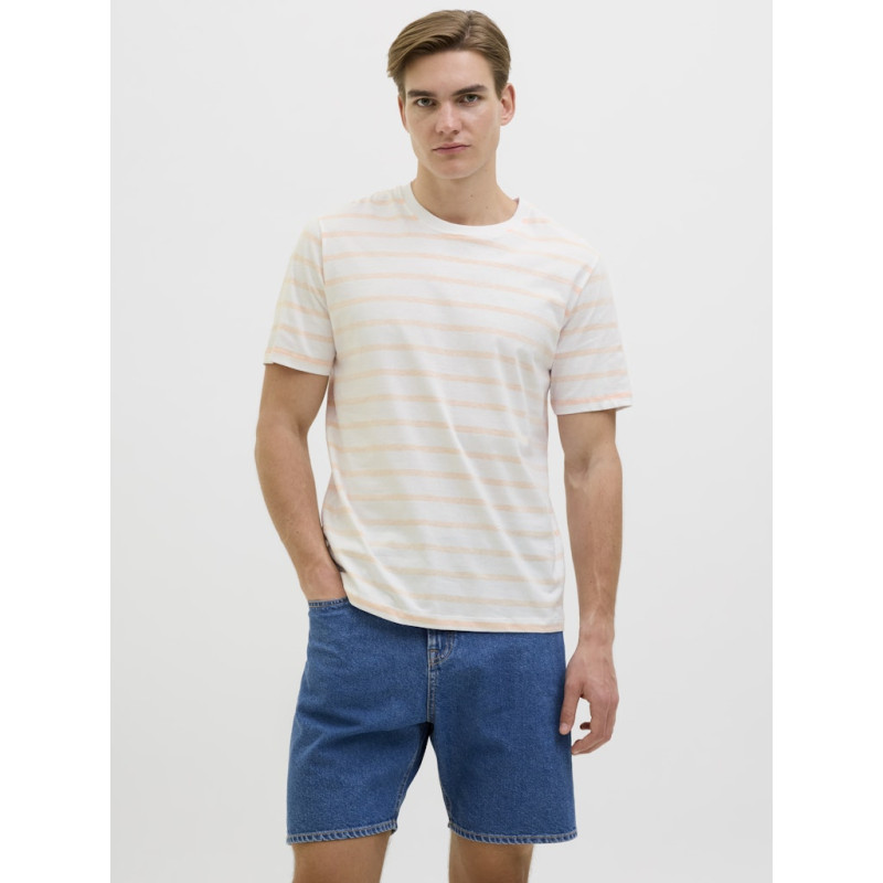 JJ REBEL Pike Stribet T-shirt - Apricot Ice JJ REBEL Pike Stribet T-shirt - Apricot Ice