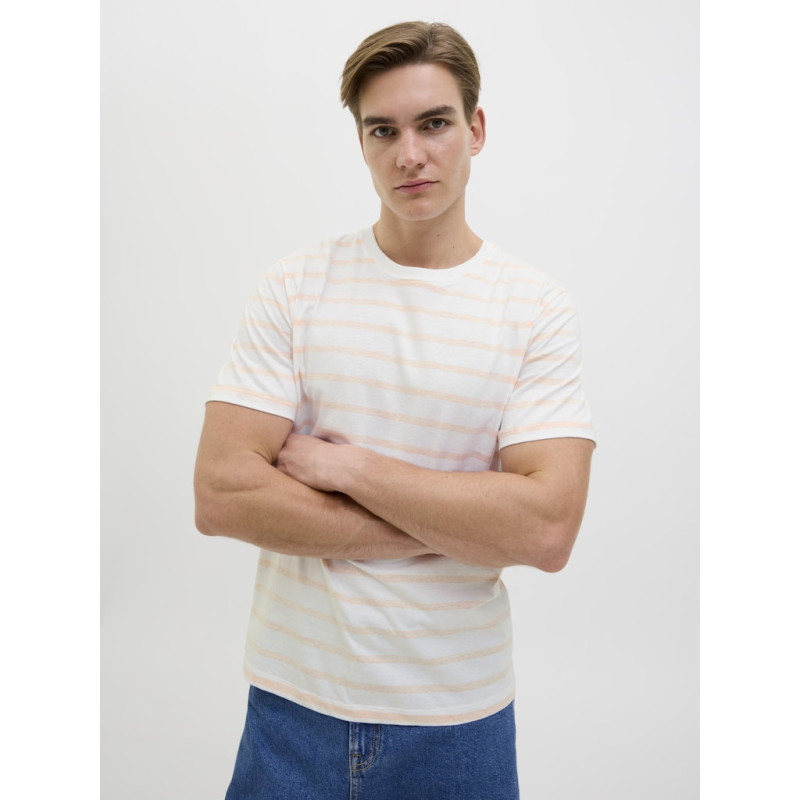 JJ REBEL Pike Stribet T-shirt - Apricot Ice JJ REBEL Pike Stribet T-shirt - Apricot Ice