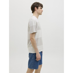 JJ REBEL Pike Stribet T-shirt - Crockery