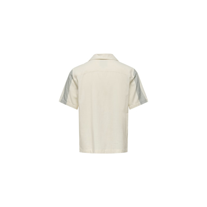 ONLY & SONS Seio Broderet S/S Skjorte - Antique White
