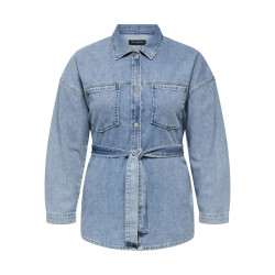 ONLY CARMAKOMA Sophia L/S Denim Jakke Med Bælte - Light Blue Denim ONLY CARMAKOMA Sophia L/S Denim Jakke Med Bælte - Light Blue Denim