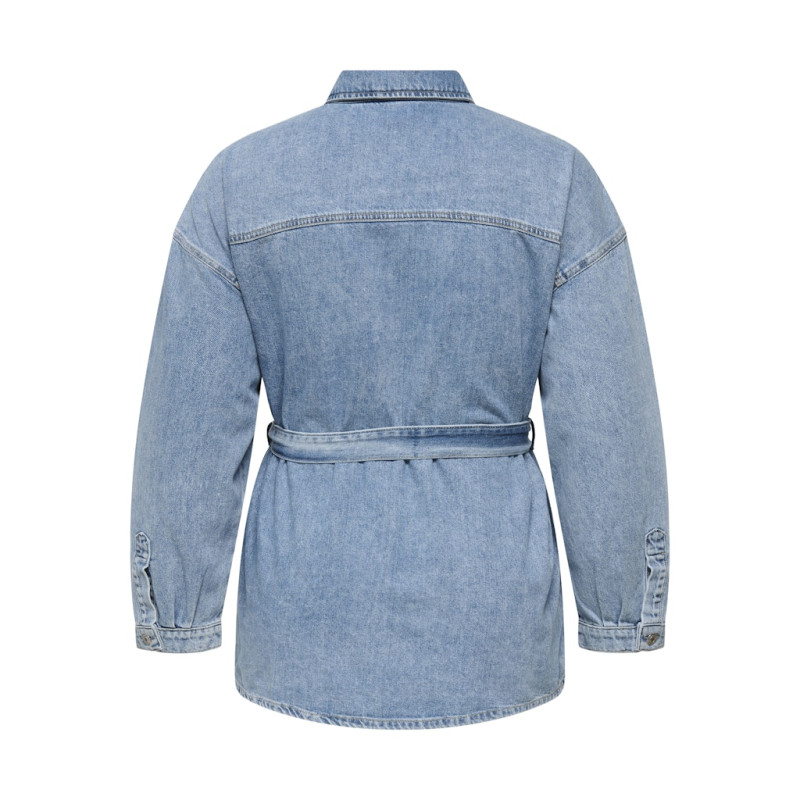 ONLY CARMAKOMA Sophia L/S Denim Jakke Med Bælte - Light Blue Denim ONLY CARMAKOMA Sophia L/S Denim Jakke Med Bælte - Light Blue Denim