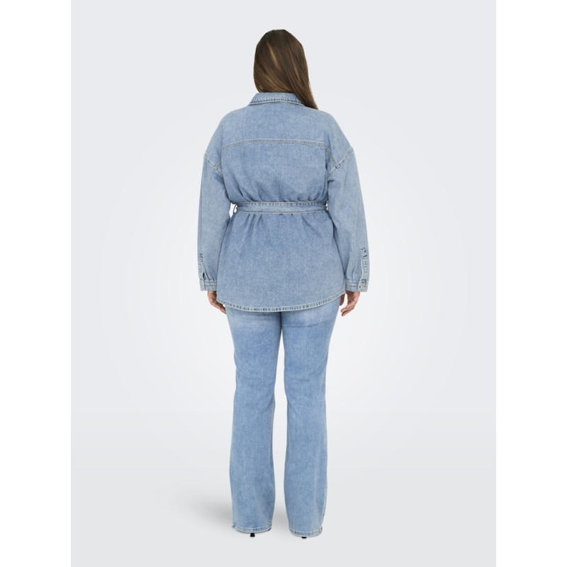 ONLY CARMAKOMA Sophia L/S Denim Jakke Med Bælte - Light Blue Denim ONLY CARMAKOMA Sophia L/S Denim Jakke Med Bælte - Light Blue Denim