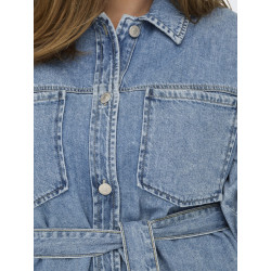 ONLY CARMAKOMA Sophia L/S Denim Jakke Med Bælte - Light Blue Denim ONLY CARMAKOMA Sophia L/S Denim Jakke Med Bælte - Light Blue Denim