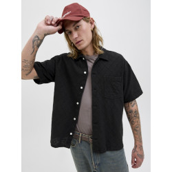 JACK & JONES ORIGINALS Tavira Tekstur Skjorte S/S - Sort