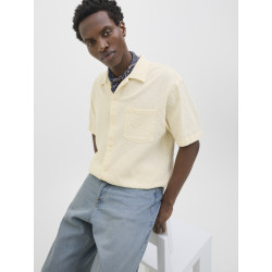 JACK & JONES ORIGINALS Tavira Tekstur Skjorte S/S - Antique White
