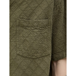 JACK & JONES ORIGINALS Tavira Tekstur Skjorte S/S - Olive Night
