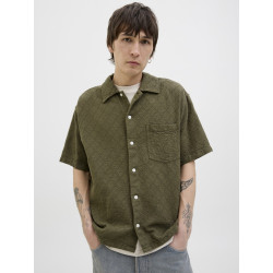 JACK & JONES ORIGINALS Tavira Tekstur Skjorte S/S - Olive Night