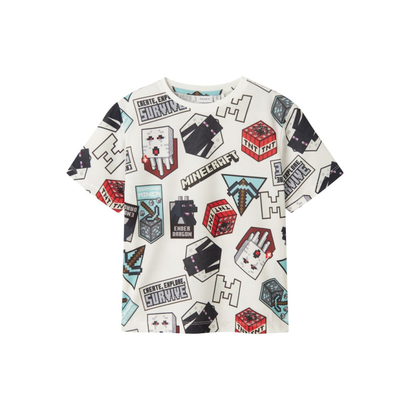 NAME IT KIDS Map Minecraft T-shirt - Bright White