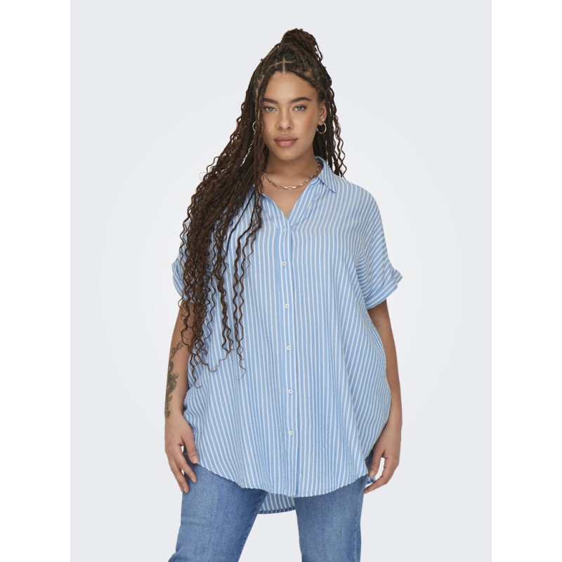 ONLY CARMAKOMA Penna S/S Skjorte - Azure Blue ONLY CARMAKOMA Penna S/S Skjorte - Azure Blue