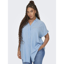 ONLY CARMAKOMA Penna S/S Skjorte - Azure Blue ONLY CARMAKOMA Penna S/S Skjorte - Azure Blue