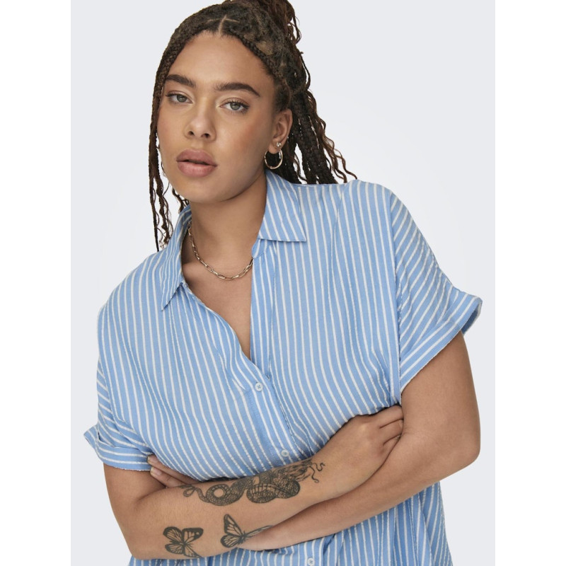 ONLY CARMAKOMA Penna S/S Skjorte - Azure Blue ONLY CARMAKOMA Penna S/S Skjorte - Azure Blue