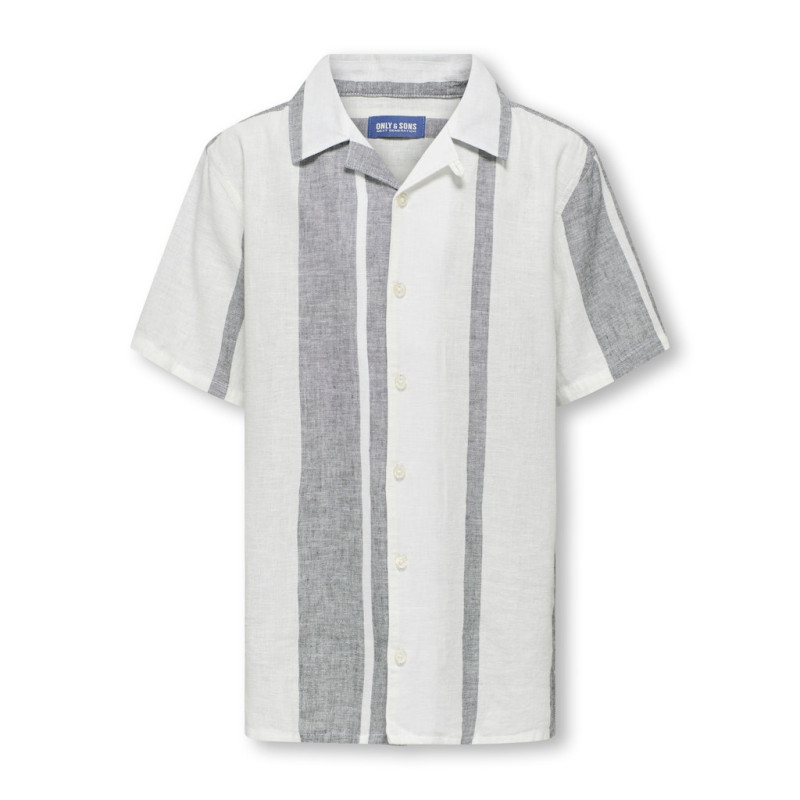 ONLY & SONS JUNIOR Caiden S/S Hør Skjorte - Cloud Dancer / Dress Blue ONLY & SONS JUNIOR Caiden S/S Hør Skjorte - Cloud Dancer / Dress Blue