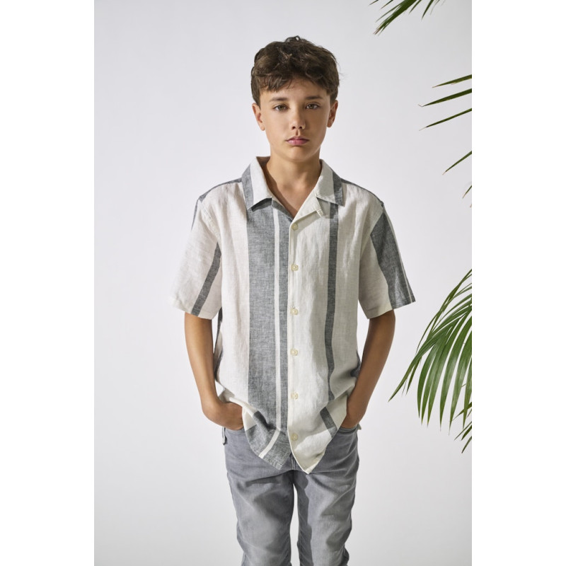 ONLY & SONS JUNIOR Caiden S/S Hør Skjorte - Cloud Dancer / Dress Blue ONLY & SONS JUNIOR Caiden S/S Hør Skjorte - Cloud Dancer / Dress Blue