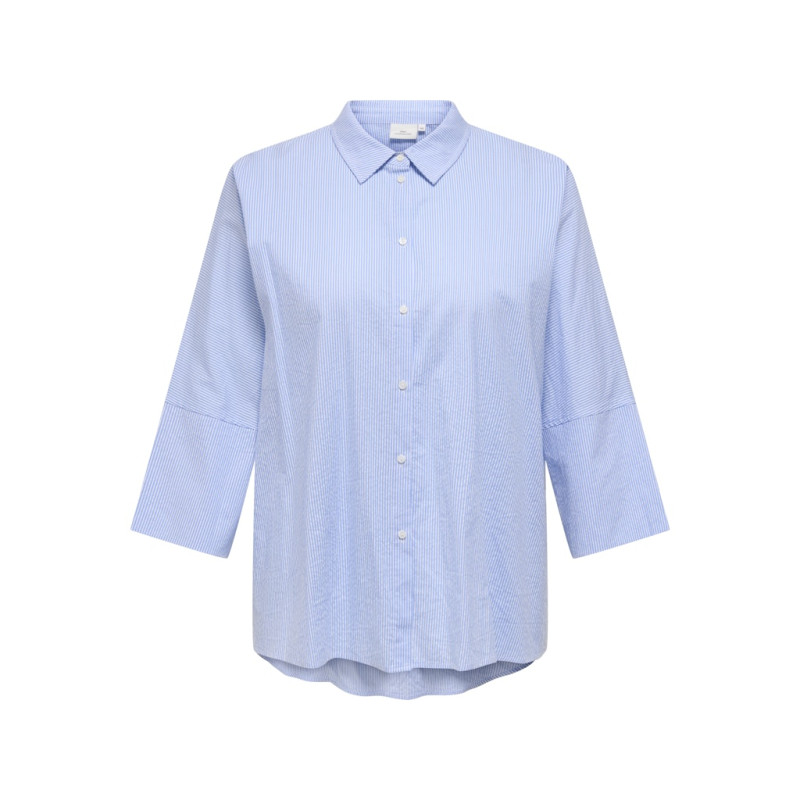 ONLY CARMAKOMA Augusta Skjorte - Cloud Dancer / Blue Stripes