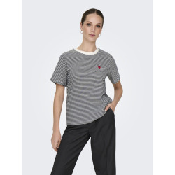 JDY Pisa S/S Print Top - Cloud Dancer / Stribet Sky Captain JDY Pisa S/S Print Top - Cloud Dancer / Stribet Sky Captain