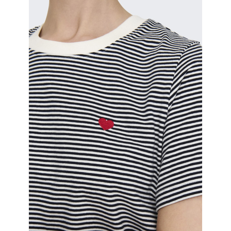 JDY Pisa S/S Print Top - Cloud Dancer / Stribet Sky Captain JDY Pisa S/S Print Top - Cloud Dancer / Stribet Sky Captain