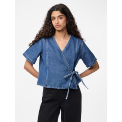 PIECES Fibbo S/S Denim Top - Medium Blue Denim PIECES Fibbo S/S Denim Top - Medium Blue Denim