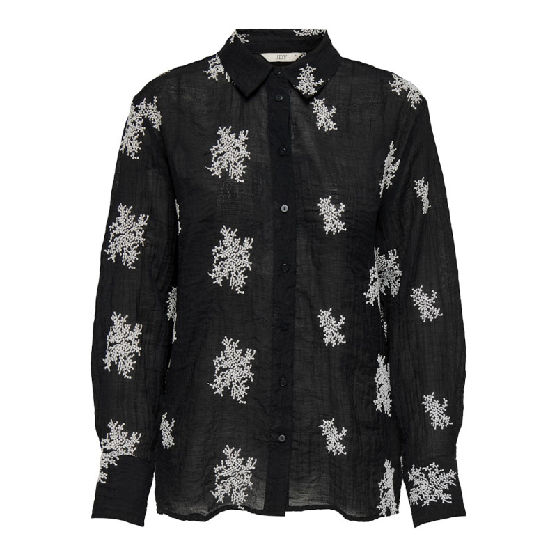 JDY Theo L/S Broderet Skjorte - Sort