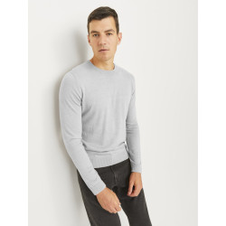 JJ Rebel Callum Strik Pullover - Light Grey Melange