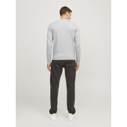 JJ Rebel Callum Strik Pullover - Light Grey Melange