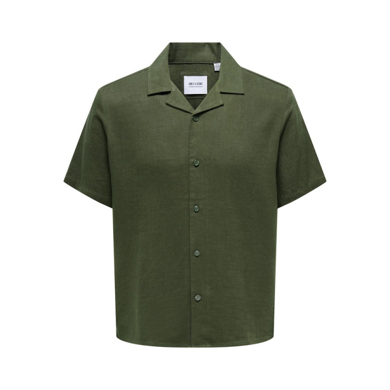 ONLY & SONS Kari Resort S/S Hør Skjorte 0075 - Olive Night ONLY & SONS Kari Resort S/S Hør Skjorte 0075 - Olive Night