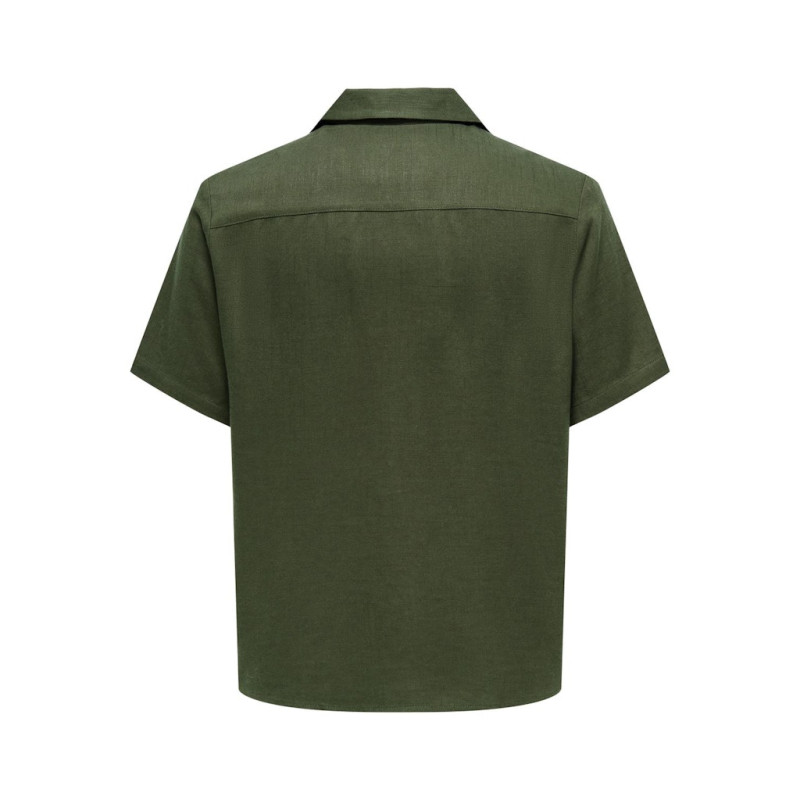 ONLY & SONS Kari Resort S/S Hør Skjorte 0075 - Olive Night ONLY & SONS Kari Resort S/S Hør Skjorte 0075 - Olive Night