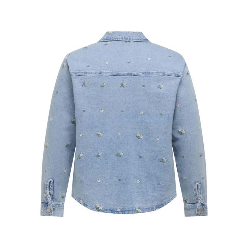 ONLY CARMAKOMA Cassie Broderet Denim Skjorte - Light Blue Denim ONLY CARMAKOMA Cassie Broderet Denim Skjorte - Light Blue Denim