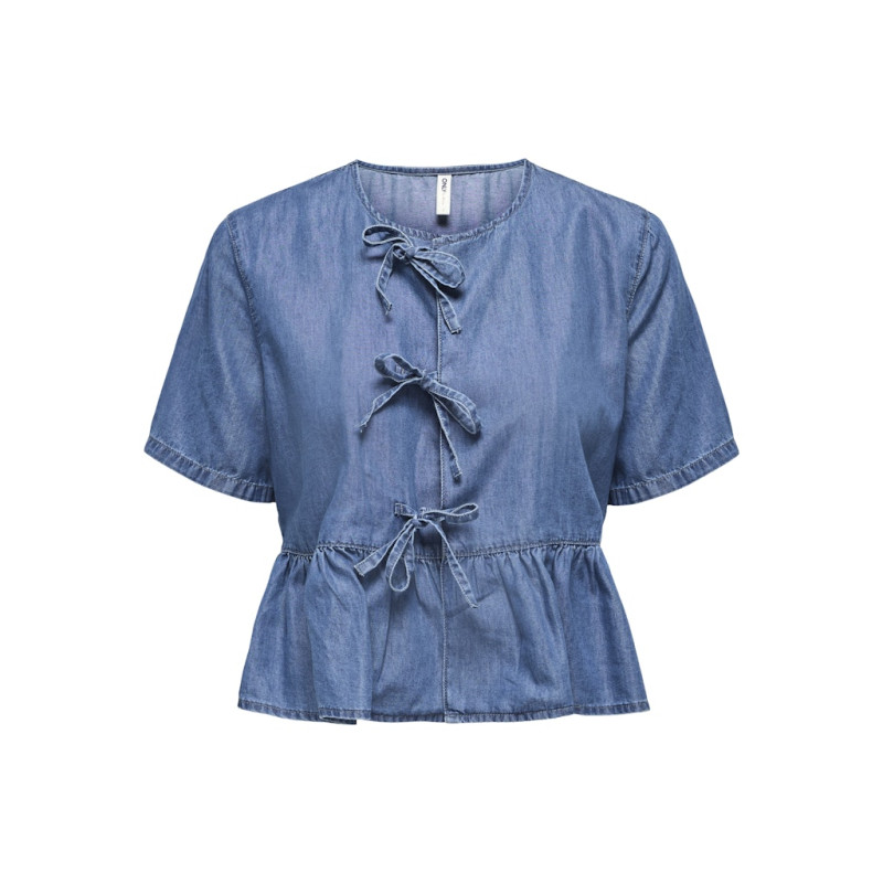 ONLY Bea S/S Denim Skjorte - Medium Blue Denim ONLY Bea S/S Denim Skjorte - Medium Blue Denim