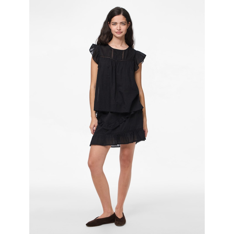PIECES Astrid S/L Top - Sort PIECES Astrid S/L Top - Sort