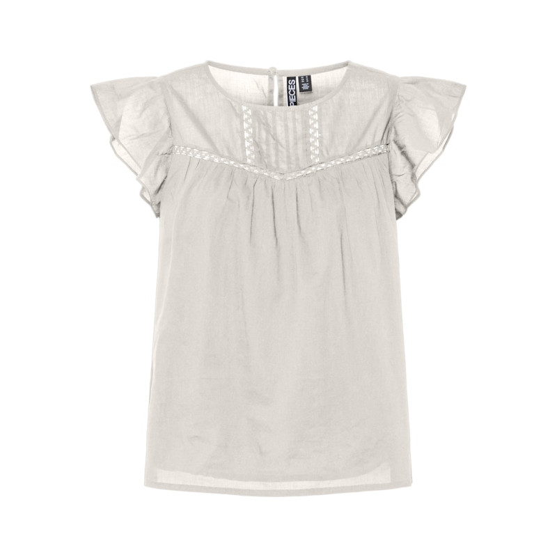 PIECES Astrid S/L Top - White Sand