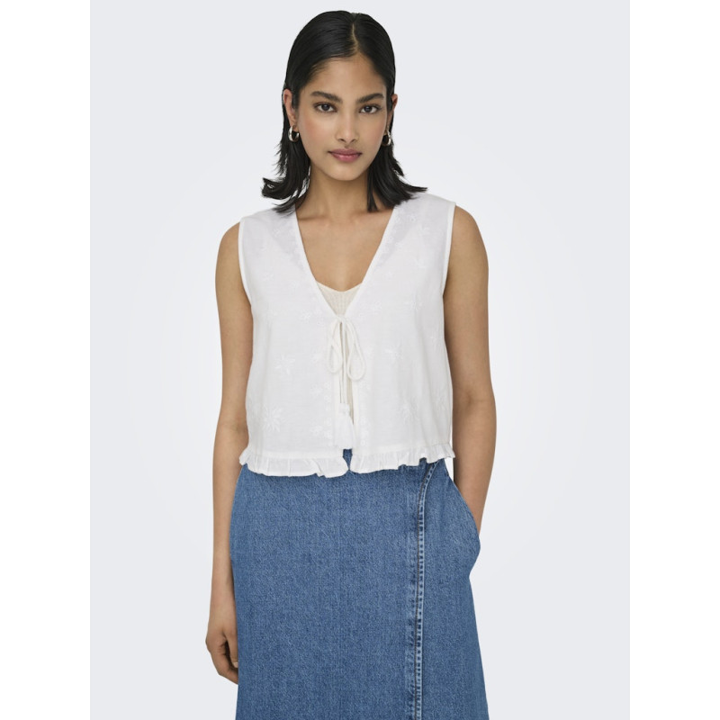 ONLY Jakiri Hør Vest - Bright White