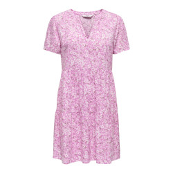 ONLY Zally S/S Thea Kjole - Fuchsia Pink / Ranch Flowers