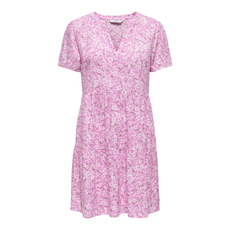ONLY Zally S/S Thea Kjole - Fuchsia Pink / Ranch Flowers