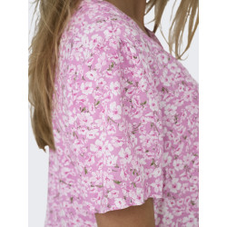 ONLY Zally S/S Thea Kjole - Fuchsia Pink / Ranch Flowers