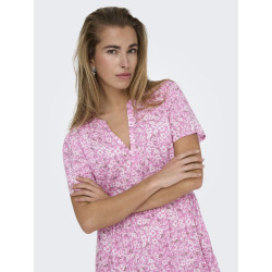 ONLY Zally S/S Thea Kjole - Fuchsia Pink / Ranch Flowers