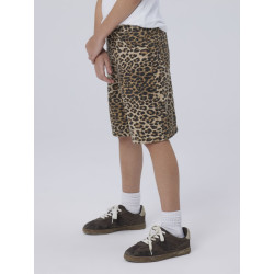 NAME IT KIDS Rose Lange Shorts 4444 - Silver Mink / Leopard