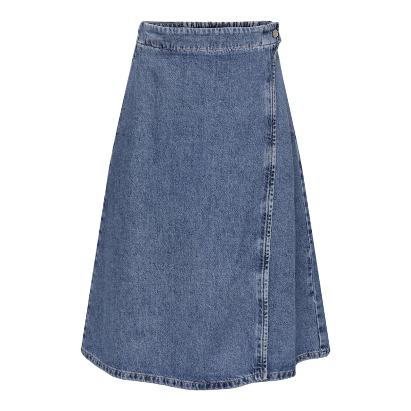 ONLY Thea Midi Slå-om Denim Nederdel - Medium Blue Denim