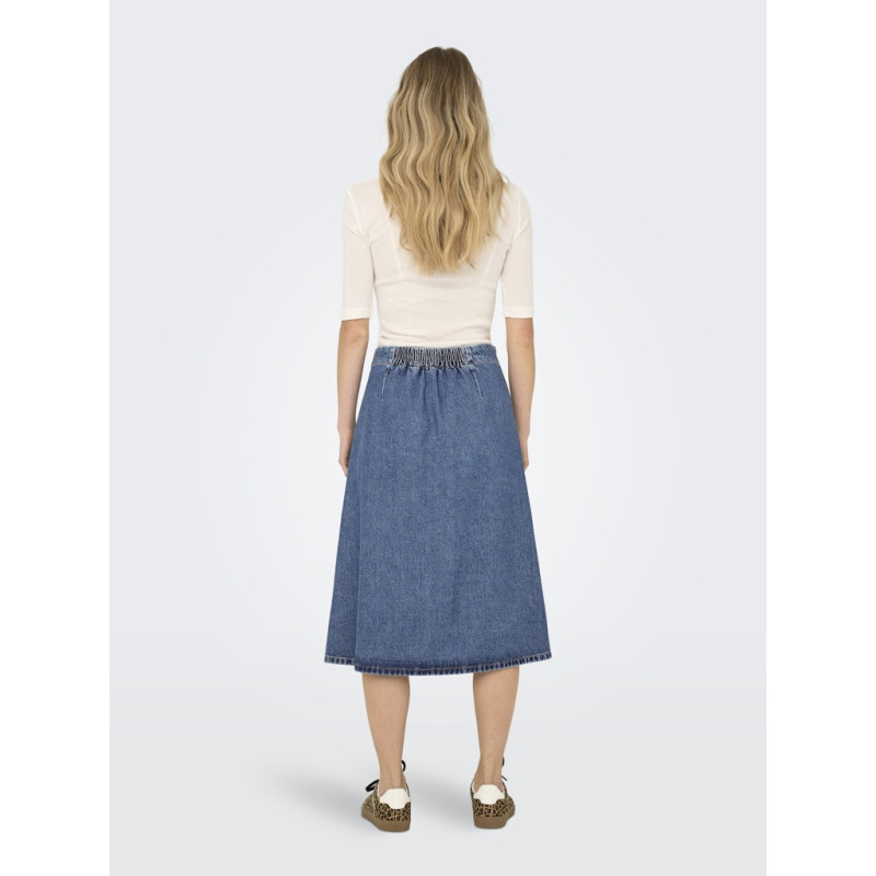 ONLY Thea Midi Slå-om Denim Nederdel - Medium Blue Denim