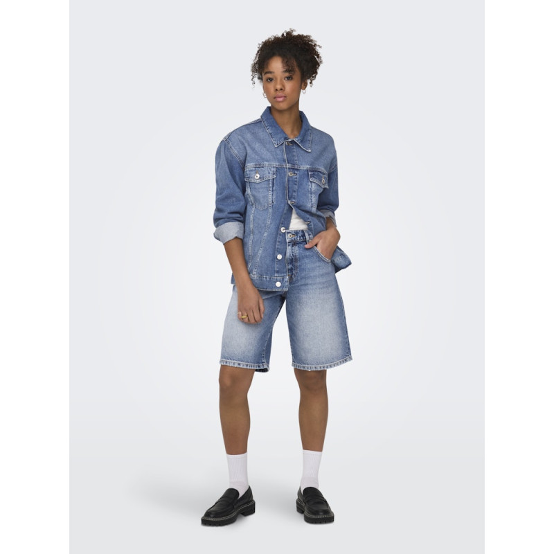 ONLY Mate Lange Denim Shorts - Medium Blue Denim