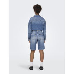 ONLY Mate Lange Denim Shorts - Medium Blue Denim